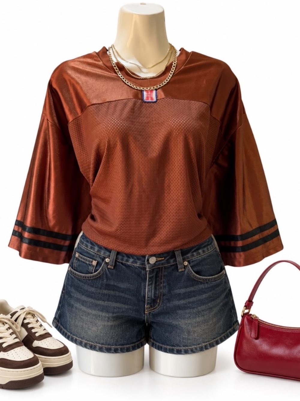 Savage X Fenty Game Day LVII Brown Cropped Jersey Size 1X
